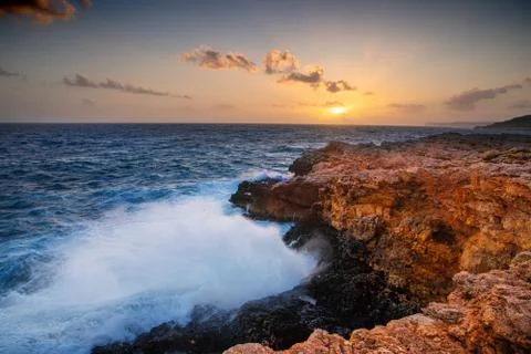 Sea surf at sunset Stock-Fotos