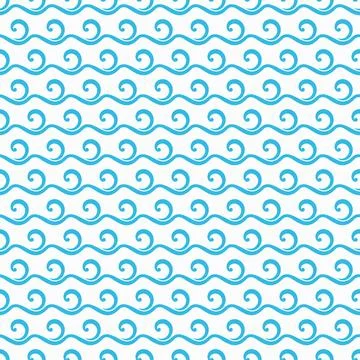 Sea surf wave seamless pattern with blue water Stock Illustration
