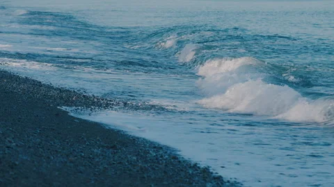Sea Surf. Waves On The Beach. Clear Water Of The Sea Surf And Pebble Beach. Stock Footage 262599133