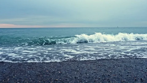 Sea surf waves on the beach Stock Footage 84804796