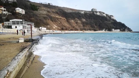 Sea surf. The waves breaking against the coast 動画素材 106838713