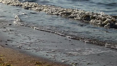 Sea surf with waves on sandy beach 스톡 동영상 158620256