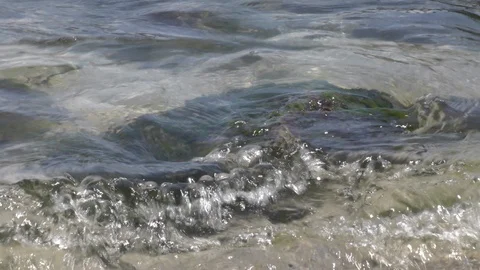 Sea surface and rocks in sunlight Stock Footage 126009319