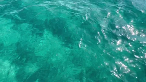 Sea surface background turquoise Too many shiny reflections of the sun in the wa Stock Footage 221314163