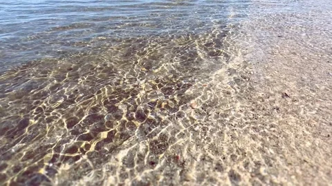Sea surface closeup slow motion rays of sun shining on the sea Stock Footage 240308060