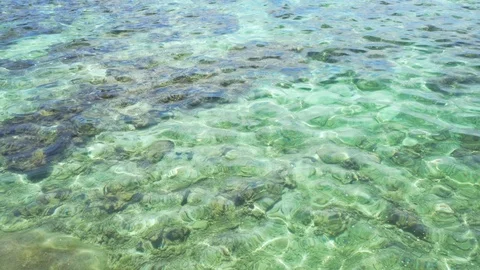 Sea Surface Ripple at Sunlight with Transparent Clear Water and Visible Sandy Stock Footage 114803048
