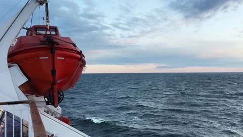 Sea surface from ship open deck at overcast windy morning Stock Footage 345663992