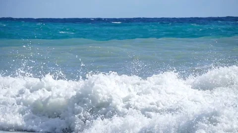 Sea surface shot with static cam, beautiful waves, seamless loop, high Stock Footage 79992074