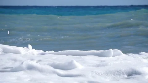 Sea surface shot with static cam, beautiful waves, seamless loop, high Stock Footage 79992611