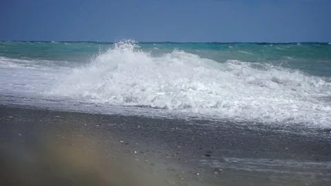 Sea surface shot with static cam, beautiful waves, seamless loop, high Stock Footage 80139830