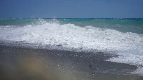 Sea surface shot with static cam, beautiful waves, seamless loop, high Stock Footage 80331620