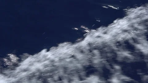 Sea surface of the water, view from a moving boat. The boat sails on the Stock Footage 97640707