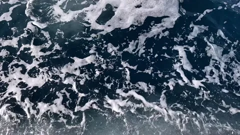 Sea Surface with Waves and Foam. View from above Stock Footage 159745151