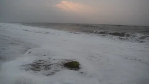 Sea taking the waste inside causing water pollution Stock Footage 132112597