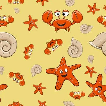 Sea theme vector pattern illustration 스톡 일러스트