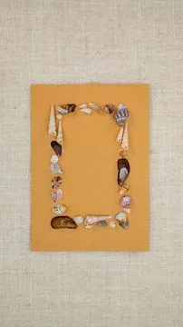 Sea Themed Handmade Greeting Card with Seashells, Space for Personalized Text Stock Photos