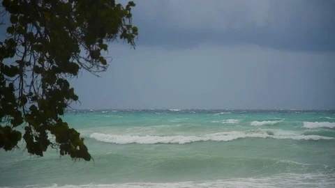 Sea thunderstorm cloud hurricane irma Dominican Republic Video stock 81836458