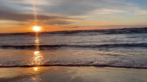 Sea Tide At Beach In Sunset Light in Summer Stock Footage 272770786