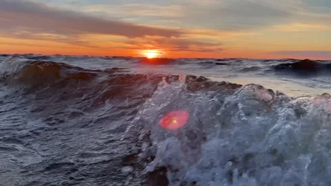 Sea Tide View At Beach In Sunset Light at Summer Video stock 272771035