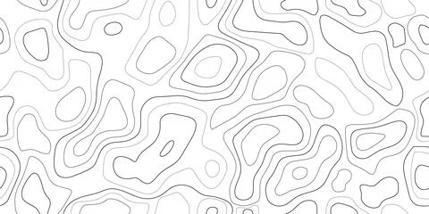 Sea topography pattern. Line map sketch background, terrain texture. Geo relief Stockillustratie