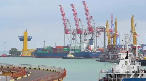 Sea trading port activity Stock Footage