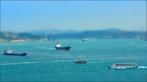 Sea traffic in Bosphorus strait Stock Footage 66861414