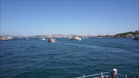 Sea Traffic In Bosphorus Strait Video stock 129138724