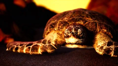 Sea turtle at beach sand Stock Footage 128294009