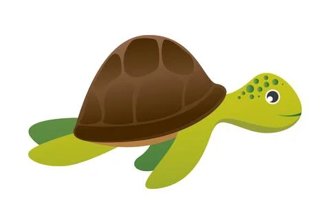Sea turtle cartoon character . Vector . Stock Illustration