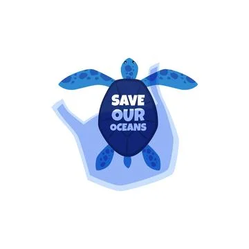 Sea turtle conservation message vector illustration Illustrazione stock
