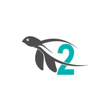 Sea turtle icon with number 3 logo design illustration Stock Illustration