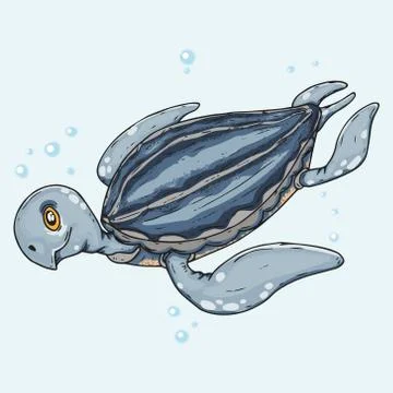 Sea turtle icon. Vector illustration of a cute sea turtle. Hand drawn cartoon Stock Illustration
