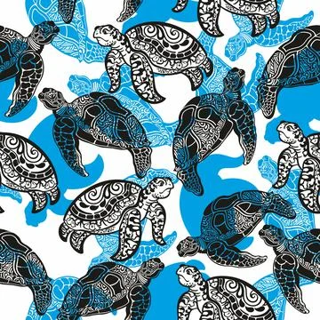Sea turtle life.Background wirh turtle Stock Illustration