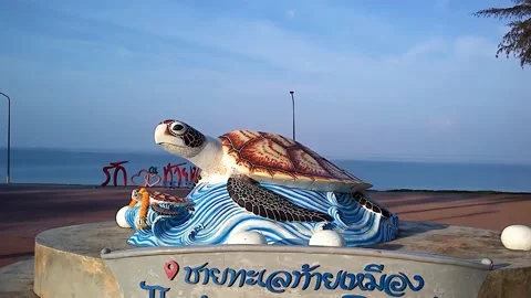 Sea Turtle Monument located in Thai Muang, Phang Nga, Thailand Video stock 229841168