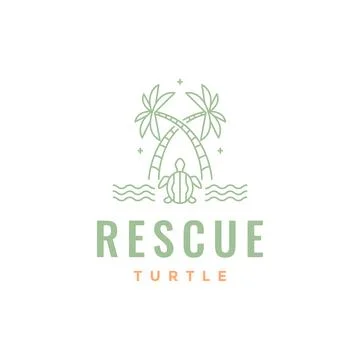 Sea turtle ocean beach view line logo design vector Ilustración de archivo