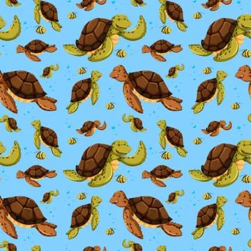 Sea turtle seamless pattern Stock Illustration