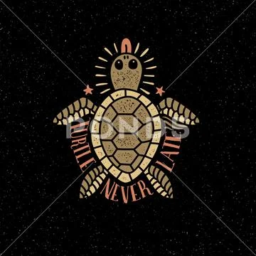 Sea turtle shows tongue Stock Illustration
