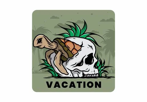 Sea turtle in the skull illustration Stock Illustration