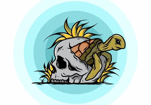 Sea turtle in the skull illustration Stock Illustration