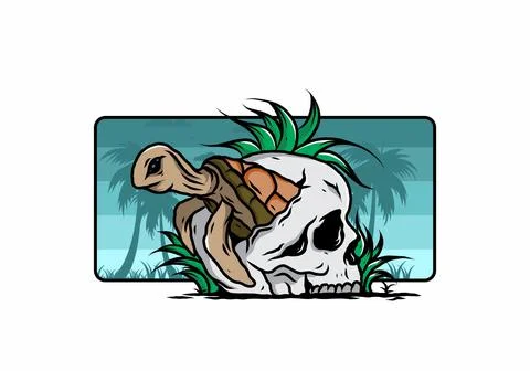 Sea turtle in the skull illustration Stock Illustration