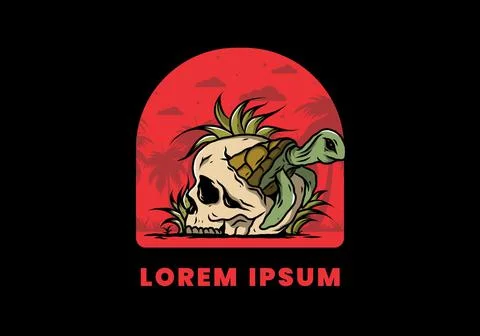 Sea turtle in the skull illustration Stock Illustration
