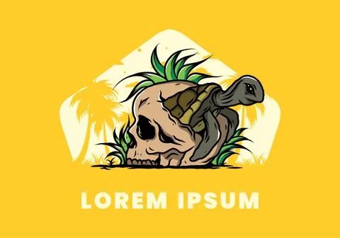 Sea turtle in the skull illustration Stock Illustration