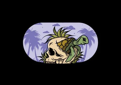 Sea turtle in the skull illustration Stock Illustration