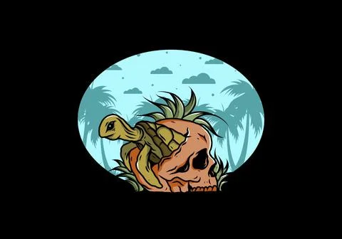 Sea turtle in the skull illustration Stock Illustration
