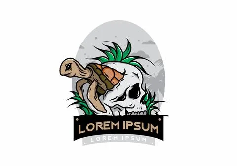 Sea turtle in the skull illustration Stock Illustration