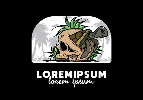 Sea turtle in the skull illustration Stock Illustration