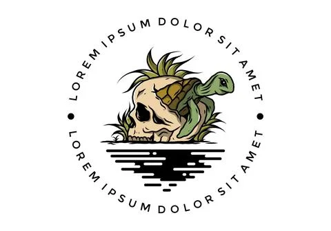 Sea turtle in the skull illustration Stock Illustration