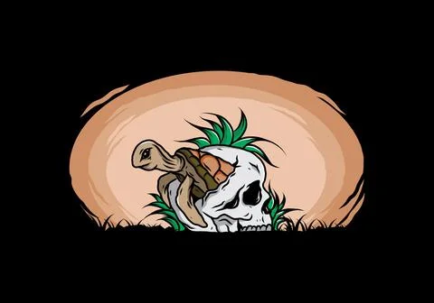 Sea turtle in the skull illustration Stock Illustration