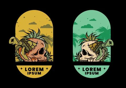 Sea turtle in the skull illustration Stock Illustration