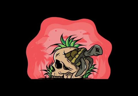 Sea turtle in the skull illustration Stock Illustration